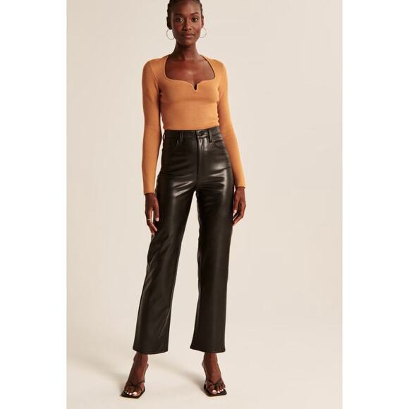 Abercrombie & Fitch Straight High Rise Faux Leather Pants - Picture 1 of 5